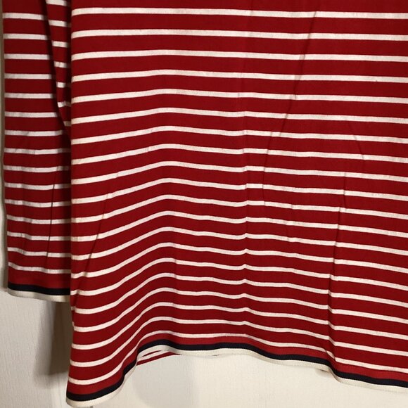 Talbots Womens Red White Strip T-Shirt 3/4 sleeves Size M Stretchy Casual Preppy - Picture 4 of 8
